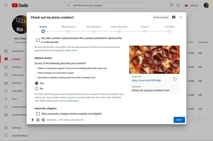 Visual for this record: YouTube puts the first disclosure call on the creator